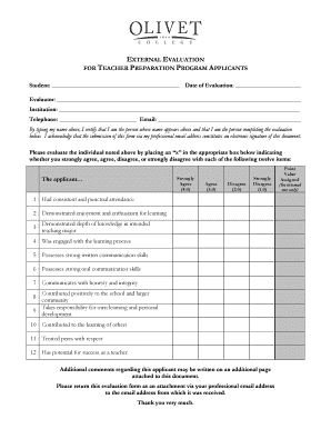 Teacher Preparation Program Evaluation Form