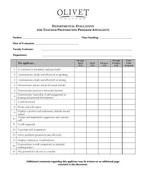 Teacher Preparation Program Evaluation Form
