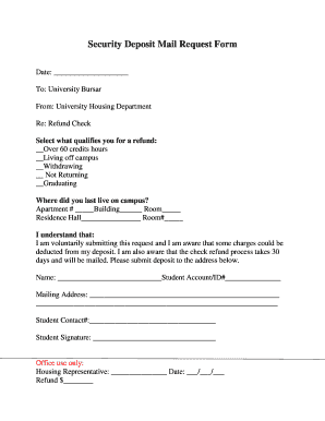 University Security Deposit Refund Request Form