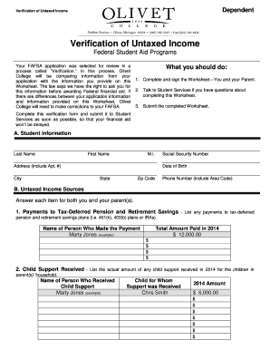 Verification of Untaxed Income Dependent Form