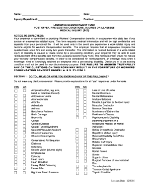 Louisiana Second Injury Fund Medical Inquiry Form