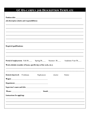On-Campus Job Description Template
