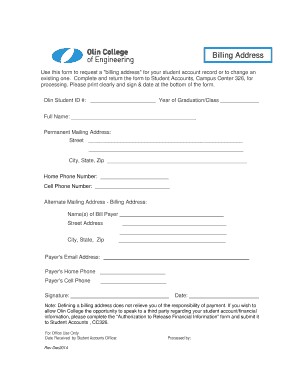 Student Billing Address Request Form