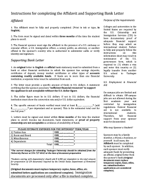 Affidavit of Financial Support for International Students