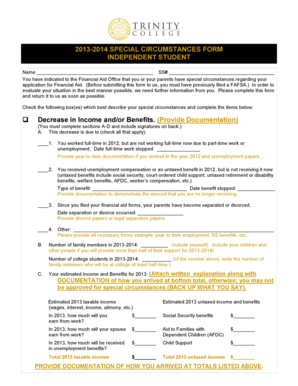 2013-2014 Special Circumstances Form