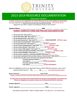 Federal Financial Aid Low Income Explanation Form