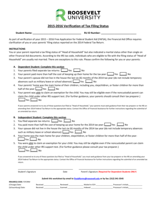 2015-2016 Verification of Tax Filing Status