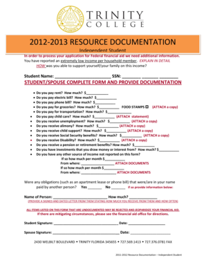 Independent Student Financial Aid Form