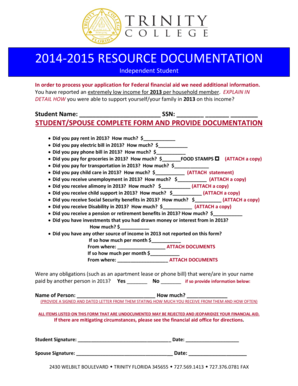 Federal Financial Aid Low Income Explanation Form