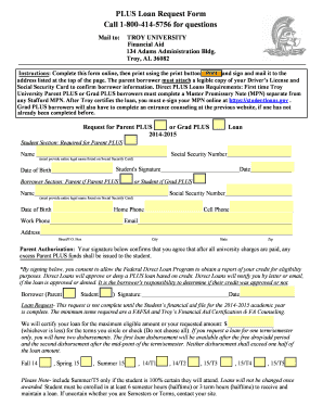 PLUS Loan Request Form