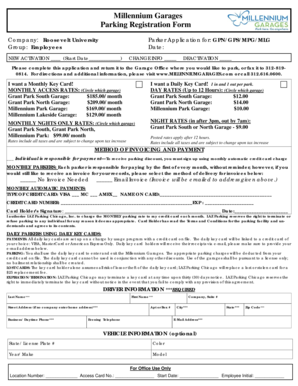 Millennium Garages Parking Registration Form