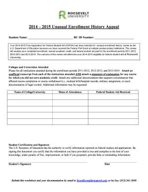 2014-2015 Unusual Enrollment History Appeal