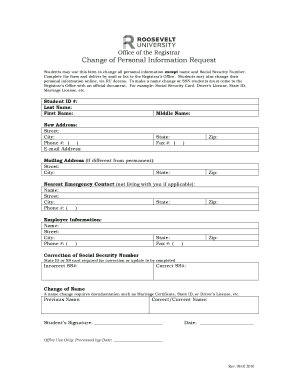 Change of Personal Information Request Form