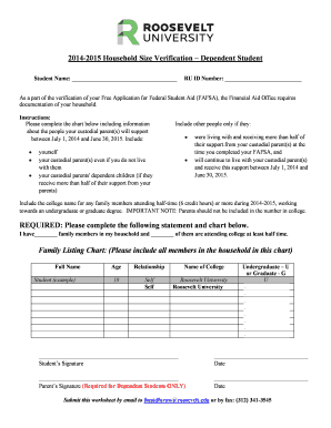 Household Size Verification Form