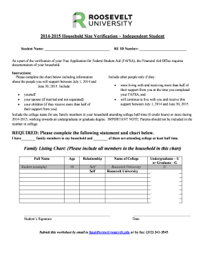 2014-2015 Household Size Verification Form