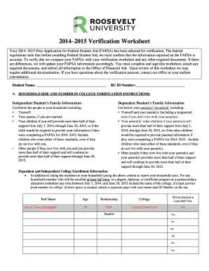 2014–2015 Verification Worksheet