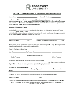 2014-2015 Identity Statement of Educational Purpose Verification