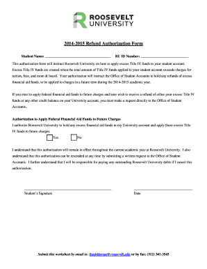 2014-2015 Refund Authorization Form