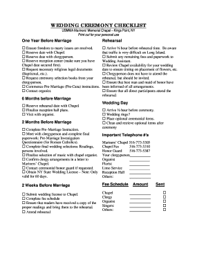 Wedding Ceremony Checklist