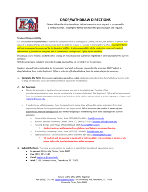 Drop/Withdraw Form