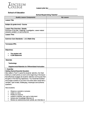 Education Lesson Plan Template