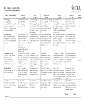 Rúbrica de Evaluación de Baile