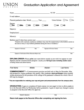 Graduation Application and Agreement
