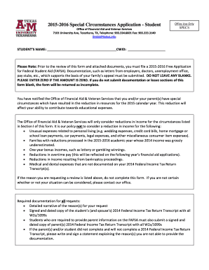 2015-2016 Special Circumstances Application