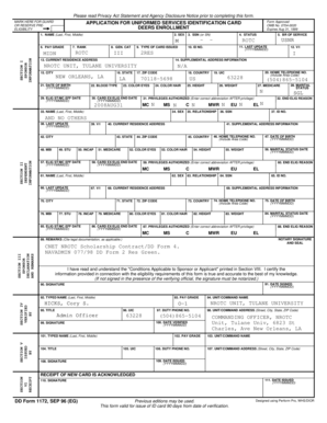 APPLICATION FOR UNIFORMED SERVICES IDENTIFICATION CARD - tulane