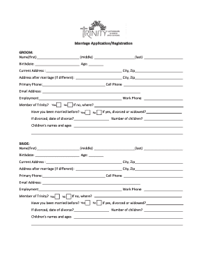Marriage Application Registration Form