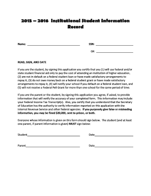 Institutional Student Information Record
