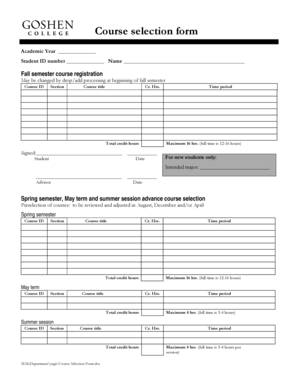Course Selection Form