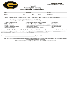 Grambling State University 2015-2016 University Giving Campaign Form