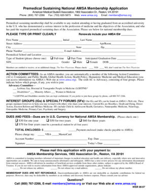 Premedical Sustaining Membership Application