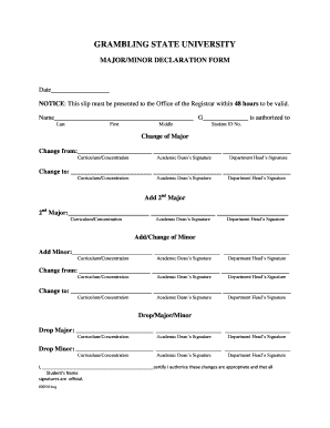 Grambling State University Major/Minor Declaration Form