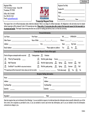 Transcript Request Form