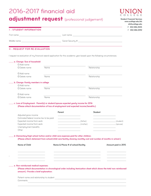 Financial Aid Adjustment Request Form