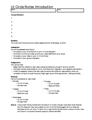 Lit Circle Notes Template