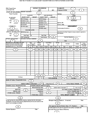 Oklahoma State Travel Voucher Form 15A