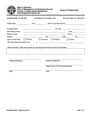 Oklahoma State Employee Incident Report