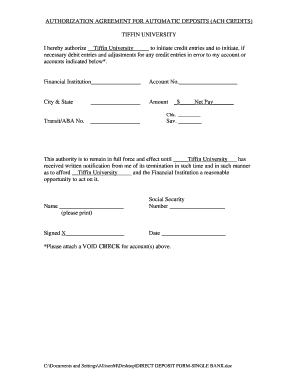 Authorization Agreement for Automatic Deposits