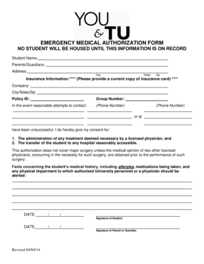 Emergency Medical Authorization Form