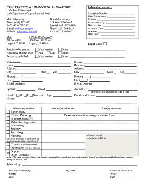 Utah Veterinary Diagnostic Lab Form