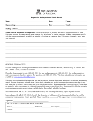 Request for Inspection of Public Record