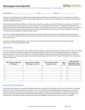 Child Support Paid Verification Form