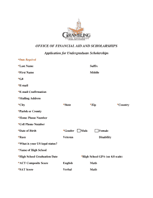 Application for Undergraduate Scholarships