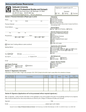 Gallaudet University Course Registration Form