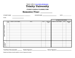 Student Schedule Planning Form