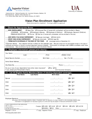 Vision Plan Enrollment Application