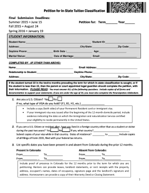 Petition for In-State Tuition Classification